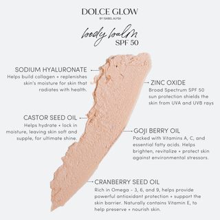 Dolce Glow Body Balm SPF 50 Ingredient Spotlight