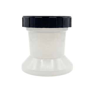 Cup with Lid and measuring markers on the side for Dolce Glow Compact Spray Tanning Machine.