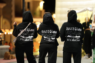 Dolce Glow-Matching black set with 'Dolce Glow' desert design