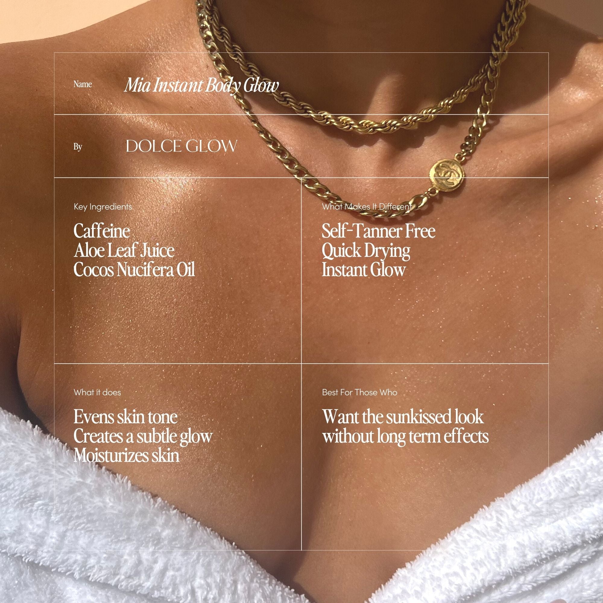 maison de Dolce.glow knit silver Mia Instant Body Glow – Dolce Glow