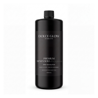 Dolce Glow Premium Senza Sole Olive Express Spray Tan Solution Liter Bottle, 32 ounces.